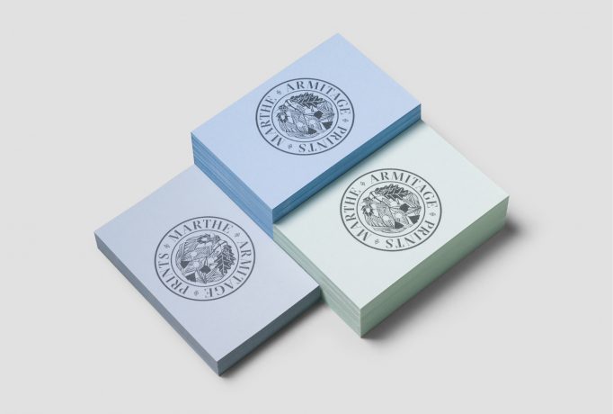 business cards designs, three piles in blue and mint shades