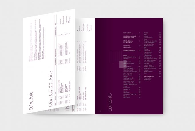 contents page and schedule of catalogue in burgundy and white