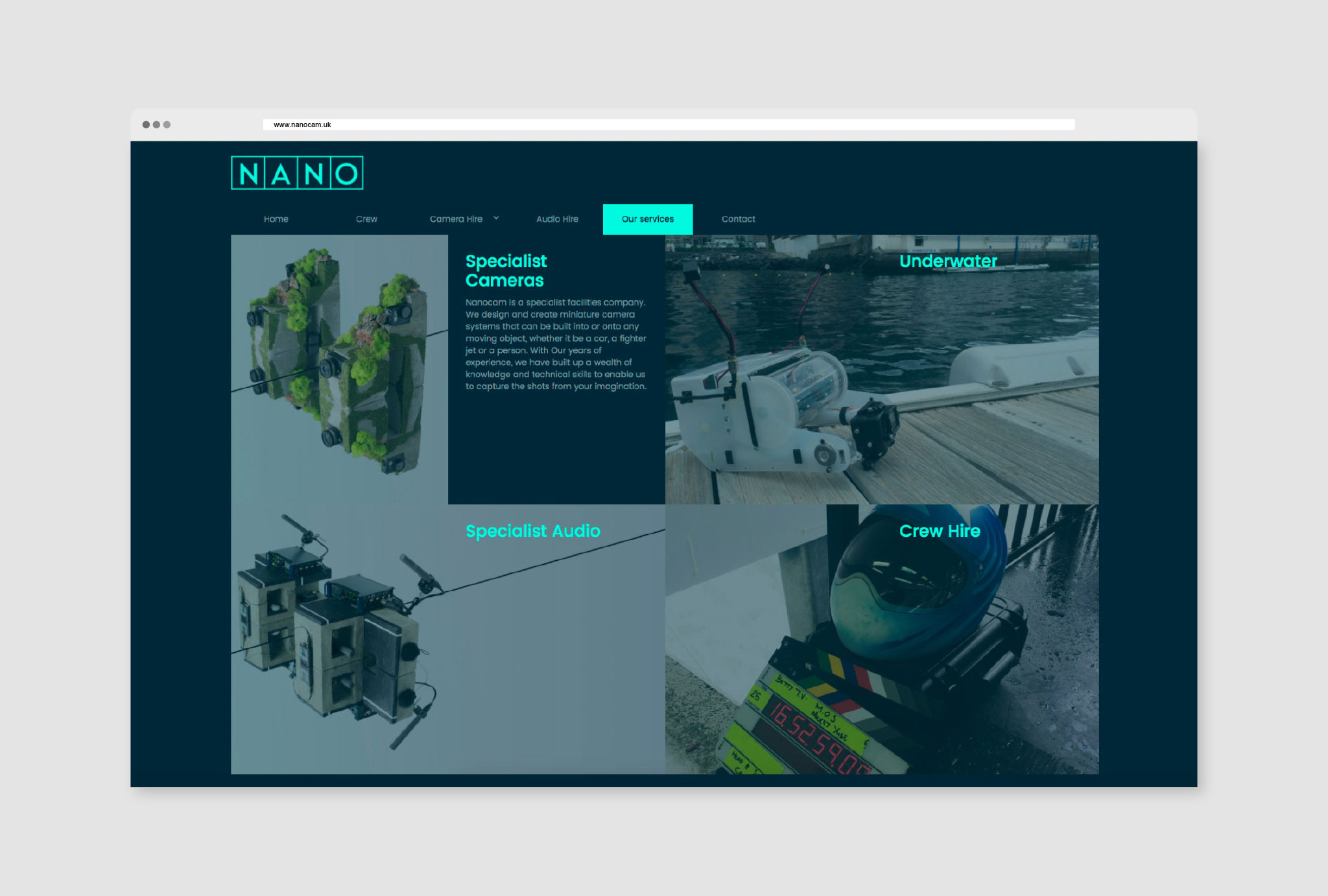 design for services page of website